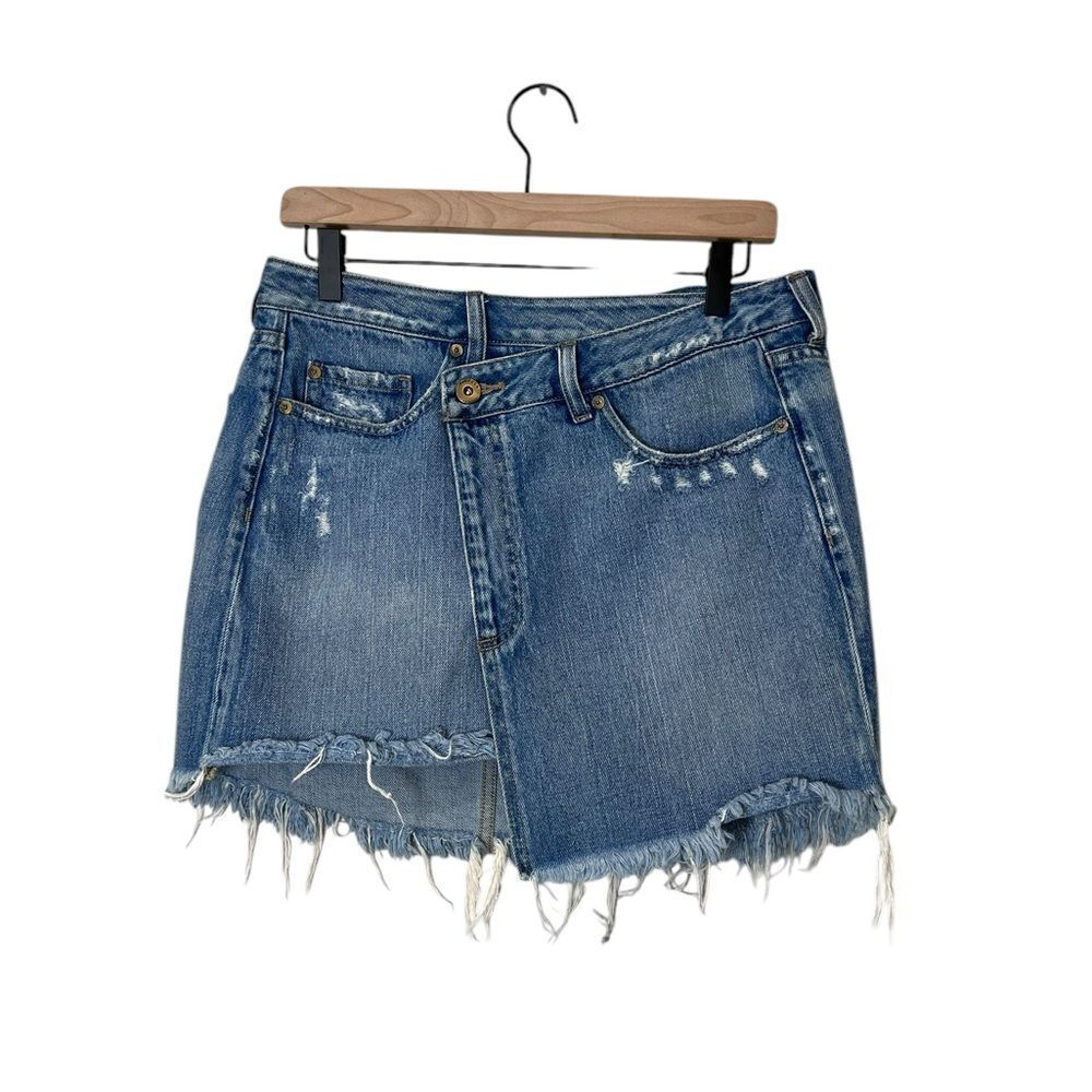 Pistola High-Rise Distressed Denim Skirt | Raw Hem Mini Skirt Women’s 29